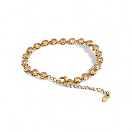 Luxe Fusion – Exquisite Clear Cubic Zirconia Bracelet in Stainless Steel