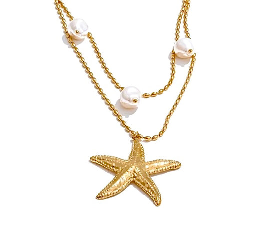 Sea Glow: Layered Pearls & Starfish Charm