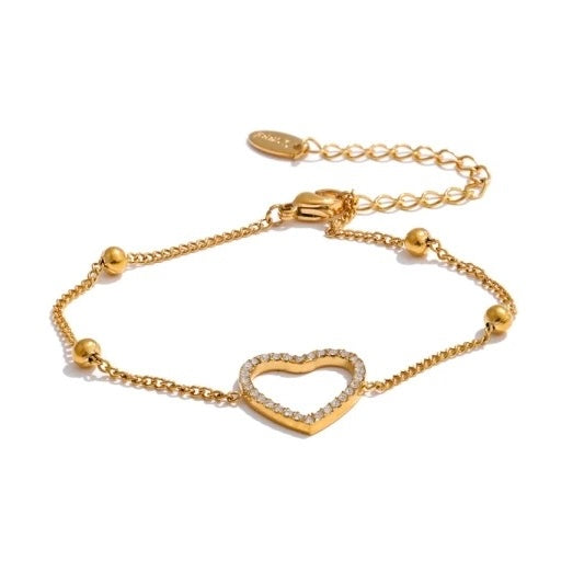 Endless Shine – Gold Heart Stainless Steel Bracelet