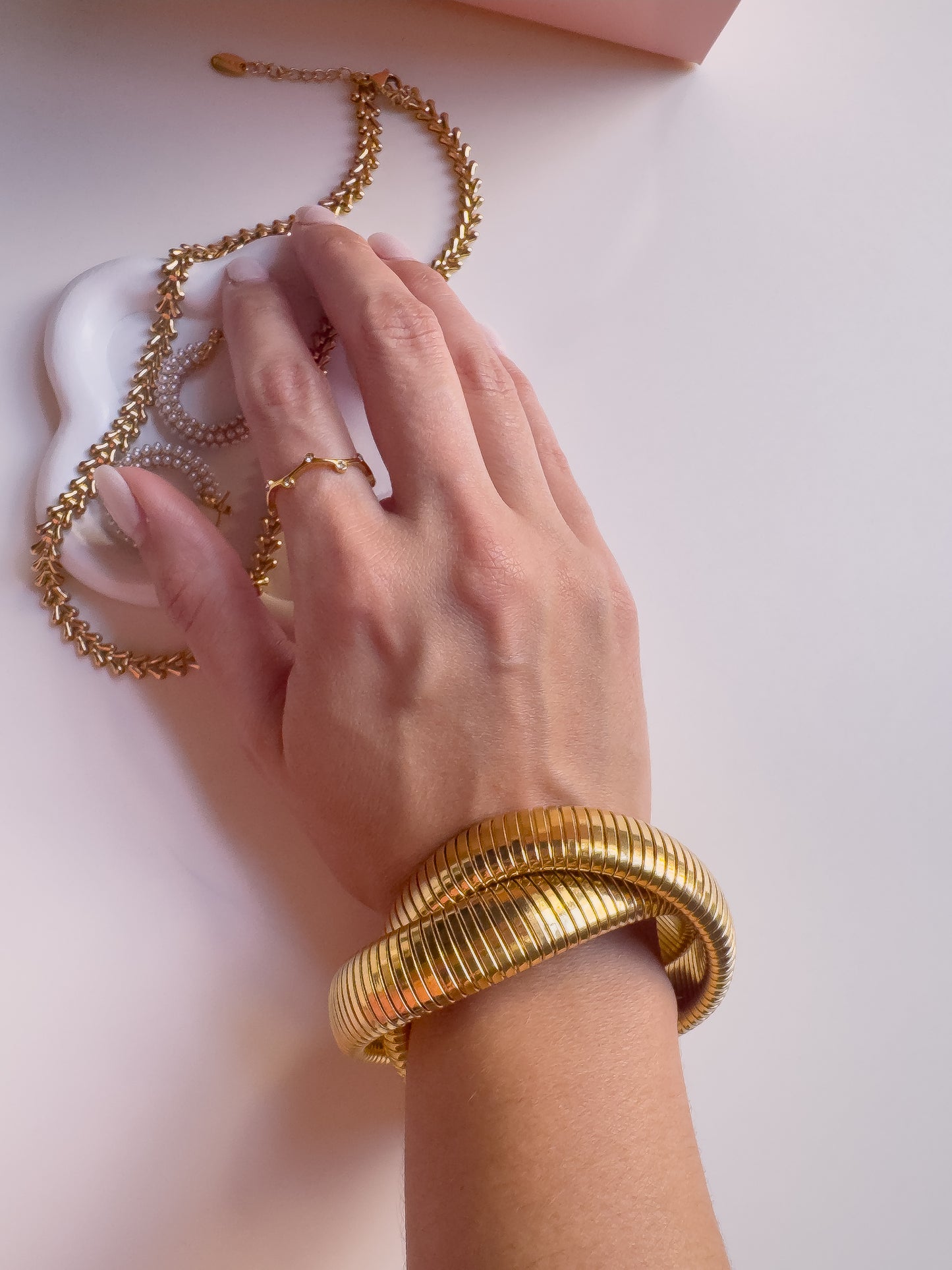 Bold Stack Cuff – 18K Gold PVD on Heavy Steel