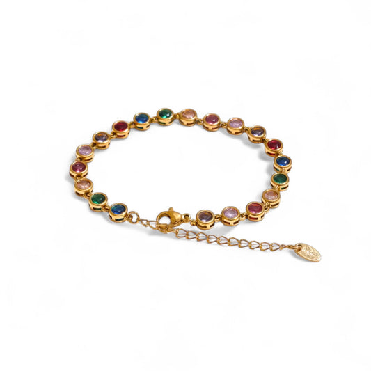 Luxury Fused Bracelet for Women – Exquisite Colorful Cubic Zirconia Stainless Steel Water-Resistant