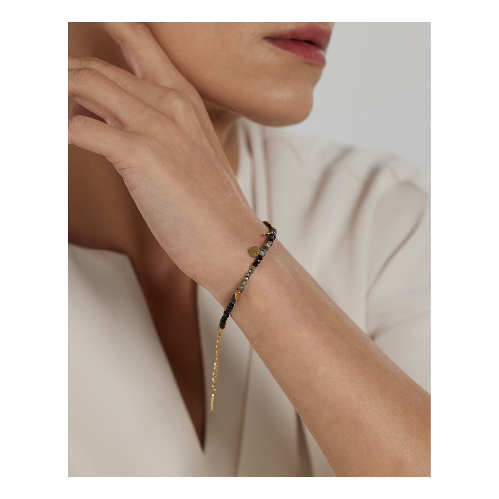 Full color beaded bracelet and hanging coins