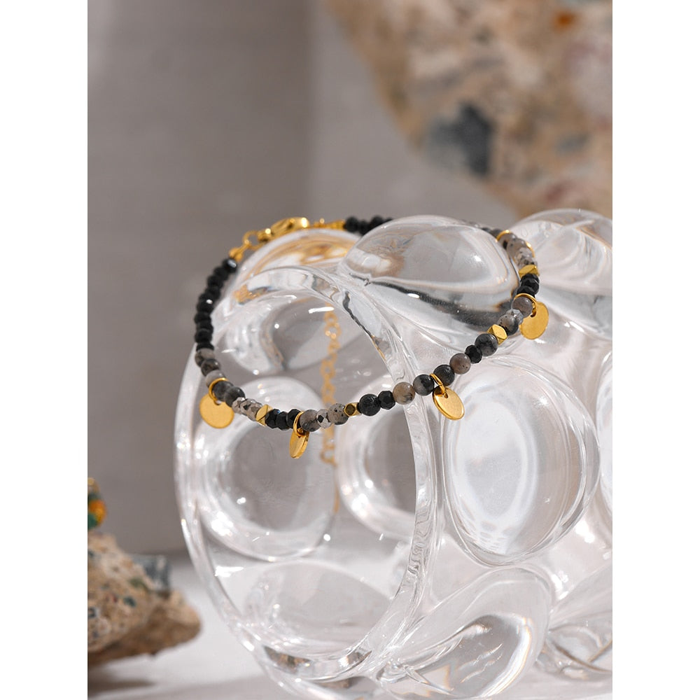 Full color beaded bracelet and hanging coins