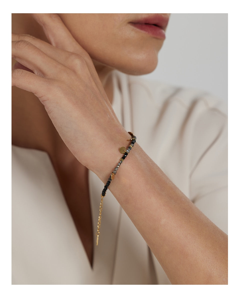Full color beaded bracelet and hanging coins