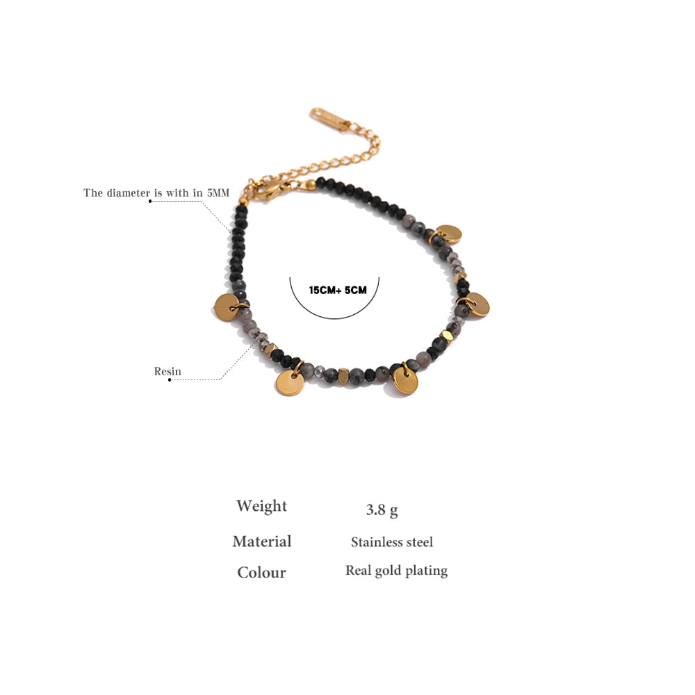 Full color beaded bracelet and hanging coins