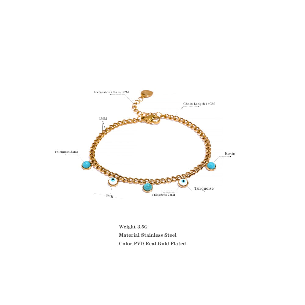 Turquoise Turkish eye and chain bracelet
