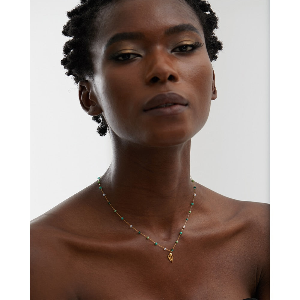 Crystal France Flower Pendant Stainless Steel Necklace
