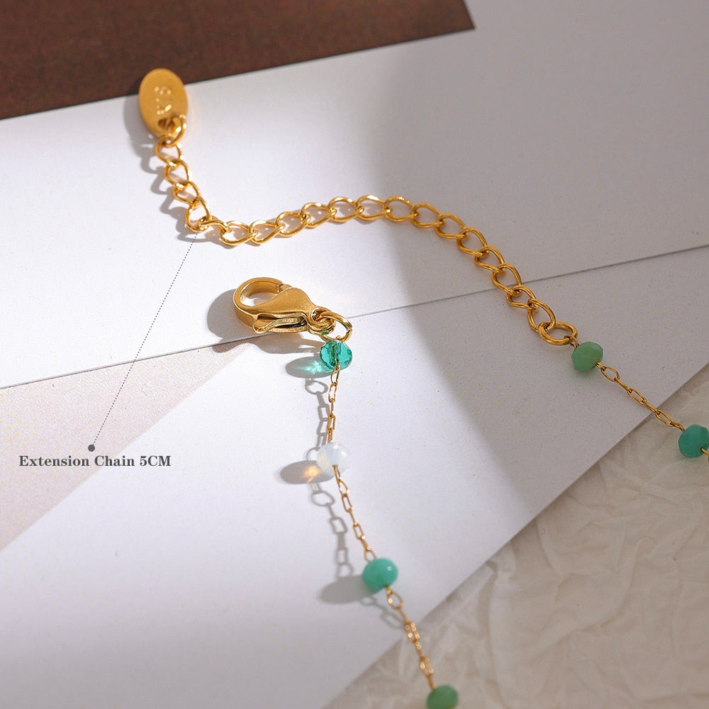 Crystal France Flower Pendant Stainless Steel Necklace