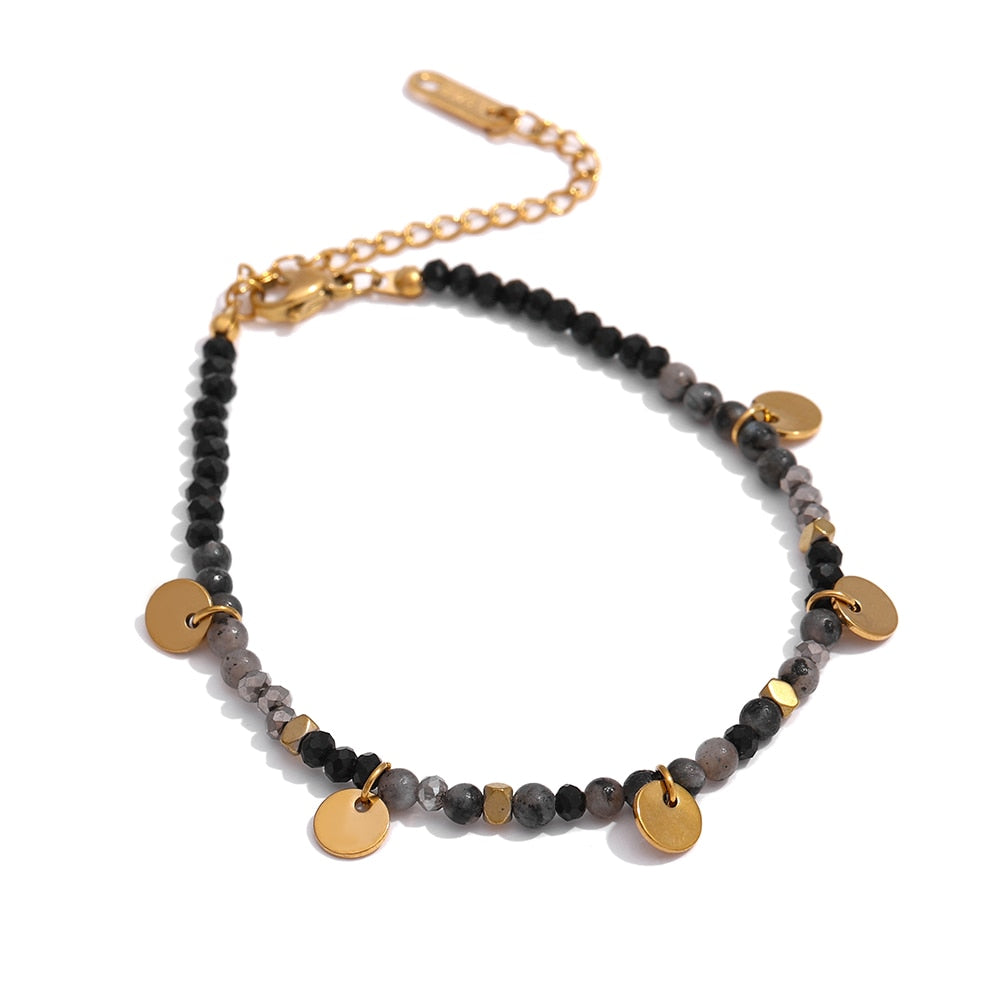 Full color beaded bracelet and hanging coins