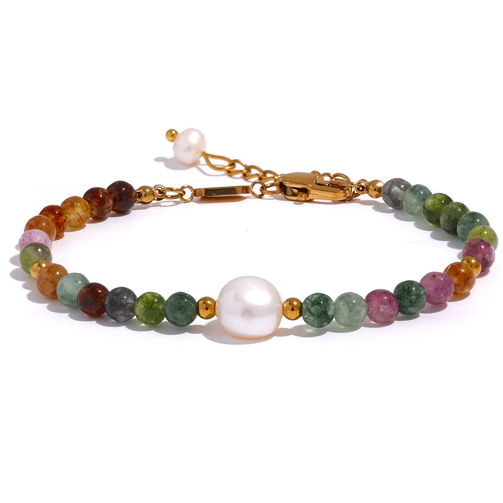 Pearl bracelet and colorful beads