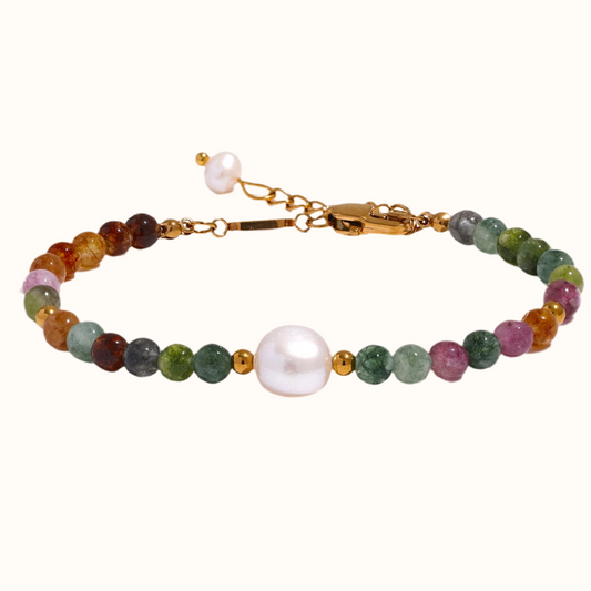 Pearl bracelet and colorful beads